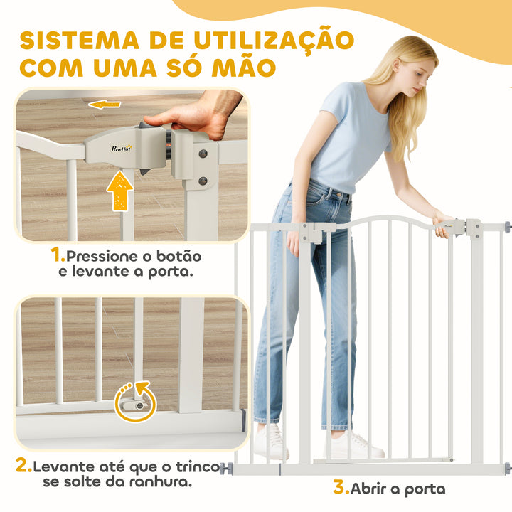 Barreira de Segurança para Cães Barreira com Largura Ajustável 74-94 cm Barreira para Cães com Extensão para Escadas e Portas Branco