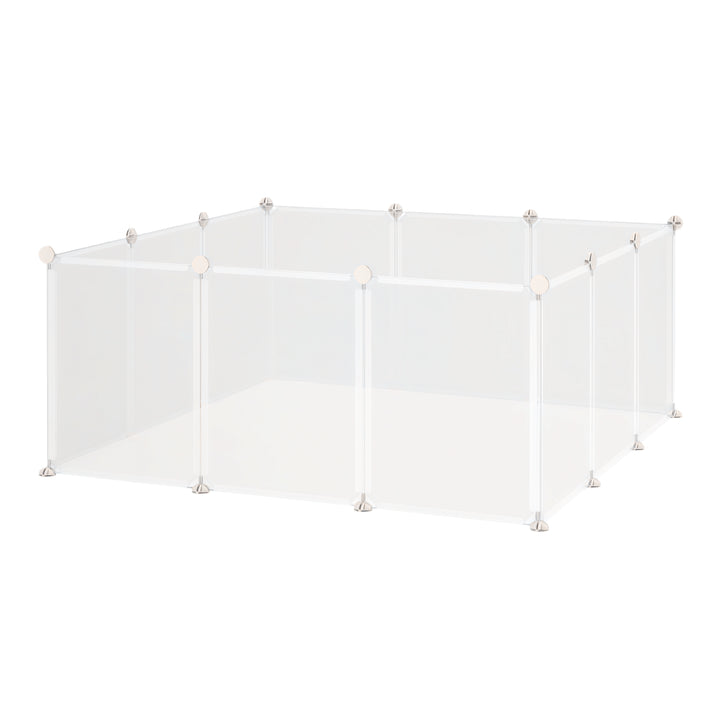 Cerca para Pequenos Animais Gaiola Modular de Metal com 12 painéis e 24 conectores para coelhos, porquinhos-da-índia 105x105x45 cm Branco