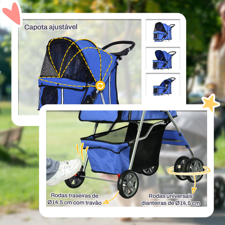 Carrinho Cães Animais de estimação Dobrável Azul 75 x 45 x 97 cm