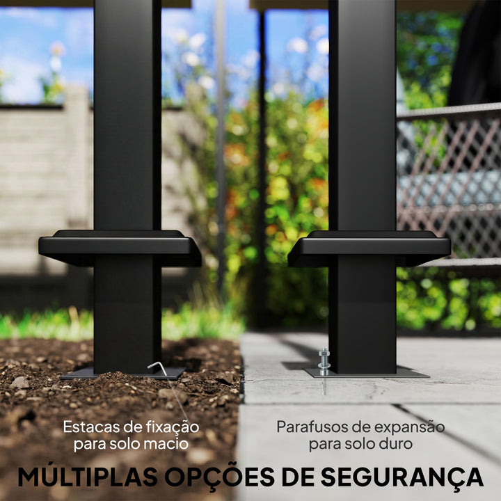 Pérgola de Jardim 6x3 m com Telhado Retrátil, Pavilhão de Jardim com Proteção UPF50+, Drenagem, Estrutura Metálica, Pérgola para Pátio, Terraço, Exterior, Branco e Cinzento Escuro