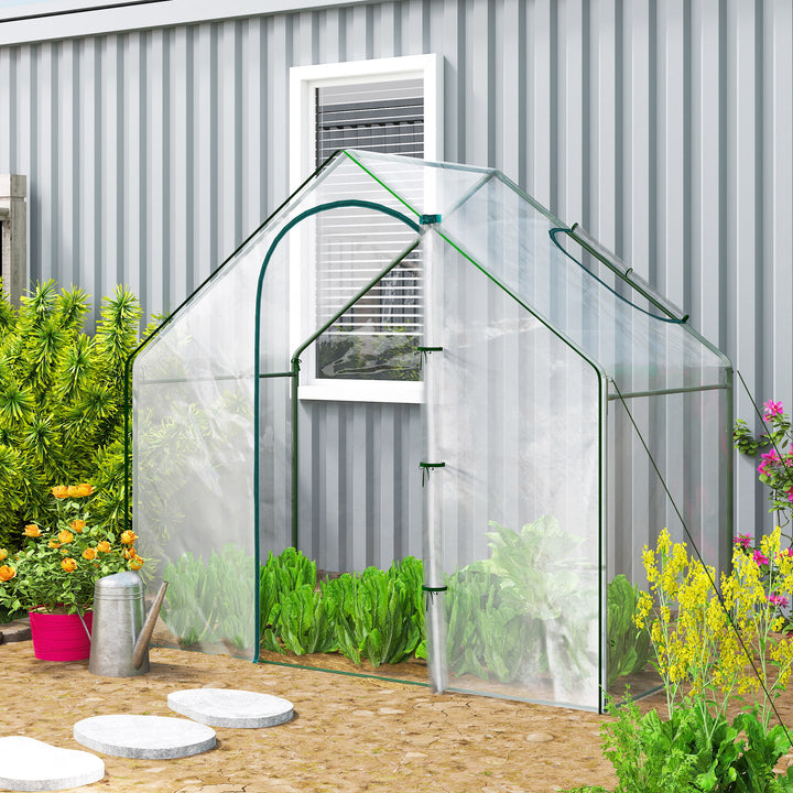Estufa Pequena, Estufa de Exterior com Janela e Porta com Fecho Estrutura de Aço Cobertura de Plástico Impermeável Anti-UV para Cultivar Plantas 180x100x168 cm Transparente