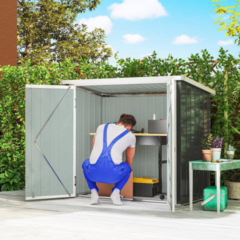 Abrigo de Jardim 1,26 m² 147x86x134 cm Abrigo de Exterior de Aço Galvanizado com 2 Portas para Armazenamento de Ferramentas Preto