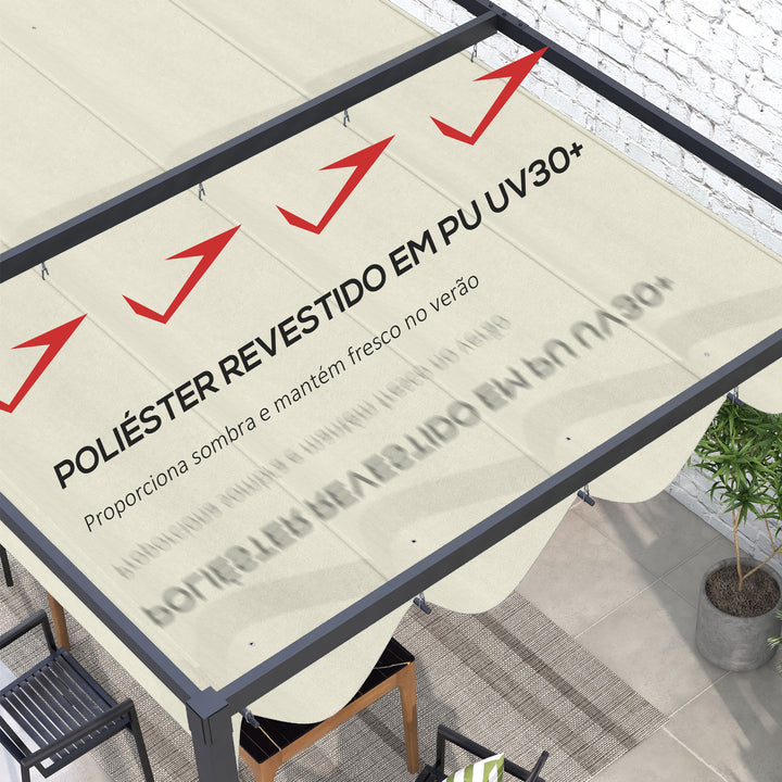 Cobertura para Pérgola Retrátil 286x245 cm Teto de Substituição para Pérgola com Proteção UV30+ para Pérgola de 3x2,15 cm Creme