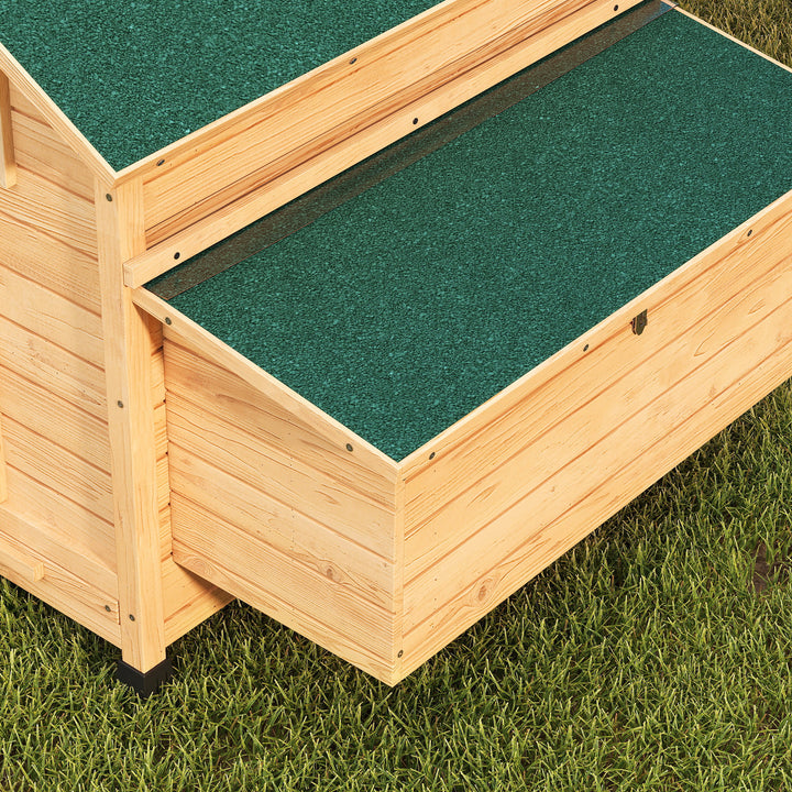 Galinheiro de Madeira para Exterior Abrigo para Galinhas com 2 Ninhos Bandeja Removível Poleiros, Telhado Impermeável Casa para 2-4 Galinhas e Coelhos 150x100x96,5 cm Madeira