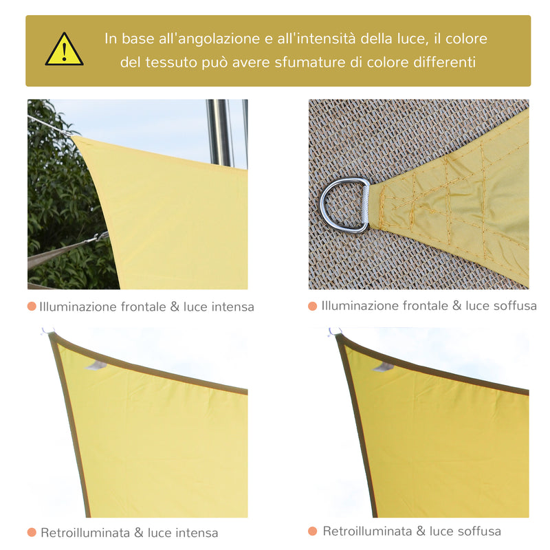 Vela de Sombra Quadrado 3x3 m Toldo Vela de Poliéster com Proteção UV Aneis em Forma de D e Cordas para Jardim Pátio Piscina Areia