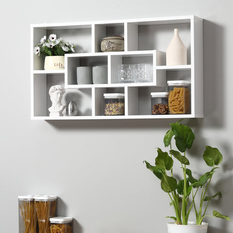 Decorativa Prateleira Conjunto de 8 Prateleiras Prateleiras de Livros Prateleiras Flutuantes Cubos Modernos 85x14.5x47.5 cm de carga 20 kg De Madeira