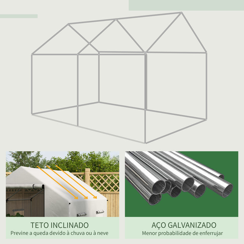 Estufa tipo Túnel 2x3x2 m Estufa de Exterior com 4 Janelas de Malha e Porta com Fecho de Correr Estufa para Cultivos Anti UV para Pátio Jardim Branco