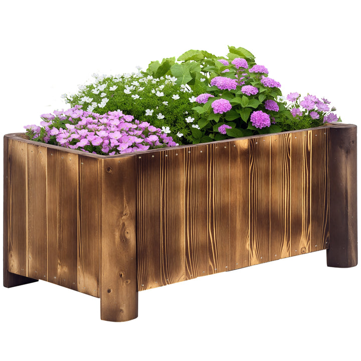 Floreira de Madeira Floreira de Jardim Retangular com 4 Pés para Cultivos de Verduras Flores para Pátio Varanda 70x35x30 cm Madeira