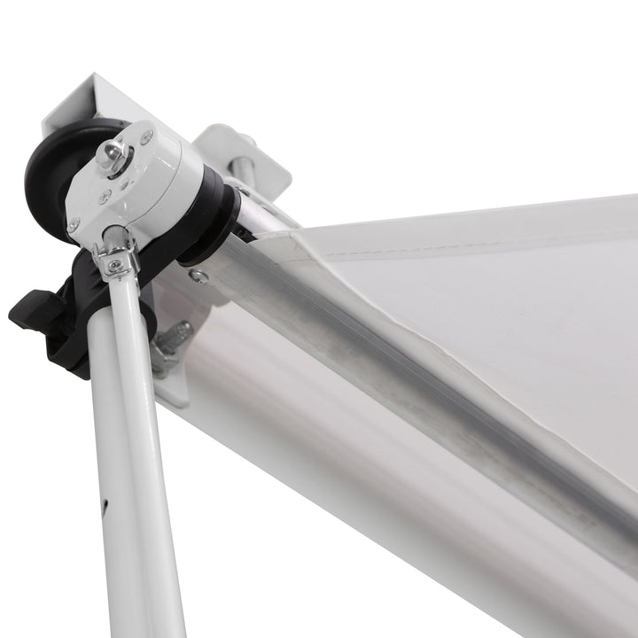 Toldo Manual Retrátil para Exterior 300x150x170-280cm Toldo Enrolável Altura Ajustável com Manivela Proteção Solar para Terraço Balcão Jardim Branco