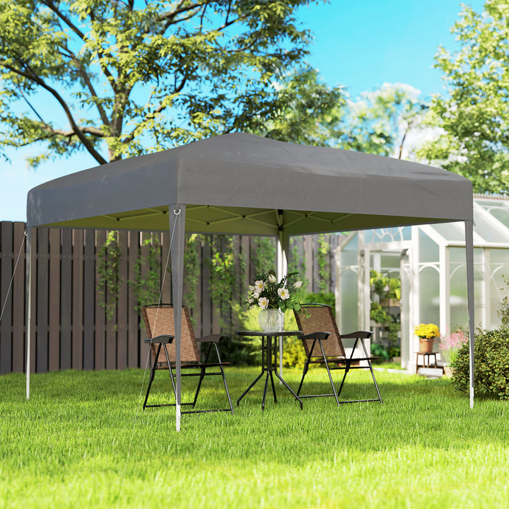 Tenda Dobrável 3x3 m Tenda Pop-up de Jardim com Altura Ajustável e Saco de Transporte Tecido Oxford 210D Anti-UV Impermeável, para Campismo Festas e Exterior Cinzento