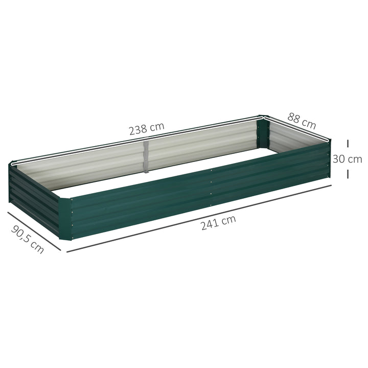 Caixa de Plantio de Aço Galvanizado Horta para Cultivar Plantas Flores Ervas Floreira Grande de Exterior Retangular com Fundo Aberto 180x90x30 cm / 241x90,5x30 cm Verde