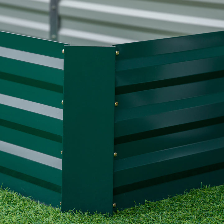 Caixa de Plantio de Aço Galvanizado Horta para Cultivar Plantas Flores Ervas Floreira Grande de Exterior Retangular com Fundo Aberto 180x90x30 cm / 241x90,5x30 cm Verde