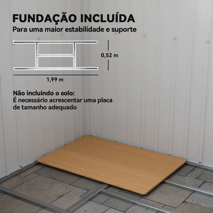 Abrigo de Jardim 213x130x173cm Abrigo de Exterior de Aço Galvanizado com Porta Corredeira e Ventilações para Armazenamento de Ferramentas Verde
