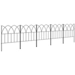 Cercas de Jardim 205x45,5 cm Conjunto de 5 Cercas Decorativas para Jardim de Metal Combinação Livre Barreira para Animais para Terraço Pátio Relva Preto