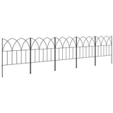 Cercas de Jardim 205x45,5 cm Conjunto de 5 Cercas Decorativas para Jardim de Metal Combinação Livre Barreira para Animais para Terraço Pátio Relva Preto