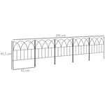 Cercas de Jardim 205x45,5 cm Conjunto de 5 Cercas Decorativas para Jardim de Metal Combinação Livre Barreira para Animais para Terraço Pátio Relva Preto