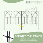 Cercas de Jardim 205x45,5 cm Conjunto de 5 Cercas Decorativas para Jardim de Metal Combinação Livre Barreira para Animais para Terraço Pátio Relva Preto