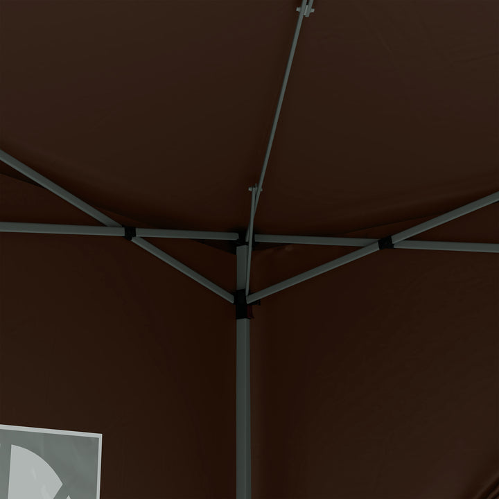 Tenda de Jardim com Paredes Laterais Amovíveis Janelas Porta com Fecho de Correr e Bolsa de Transporte 295x295x196-258 cm Café