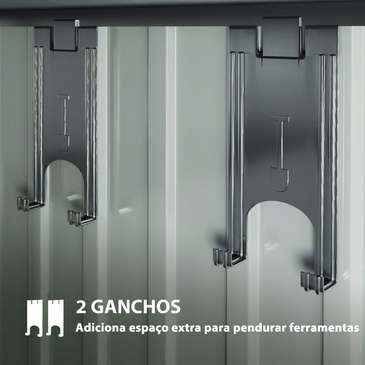 Abrigo de Jardim 1,9m² 195x122x182 cm Abrigo de Exterior com Base Reforçada (Chão NÃO Incluído) Porta Corredera Janelas Abrigo de Ferramentas para Pátio Marrom Claro