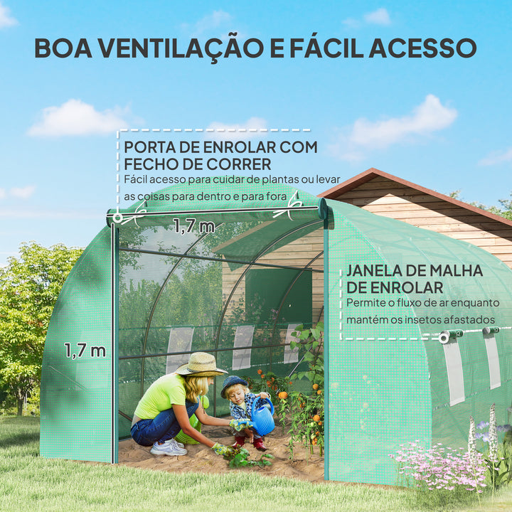Outsunny Estufa de Jardim para Planta - Cor: Verde - Aço e Polietileno - 6 x 3 x 2 m