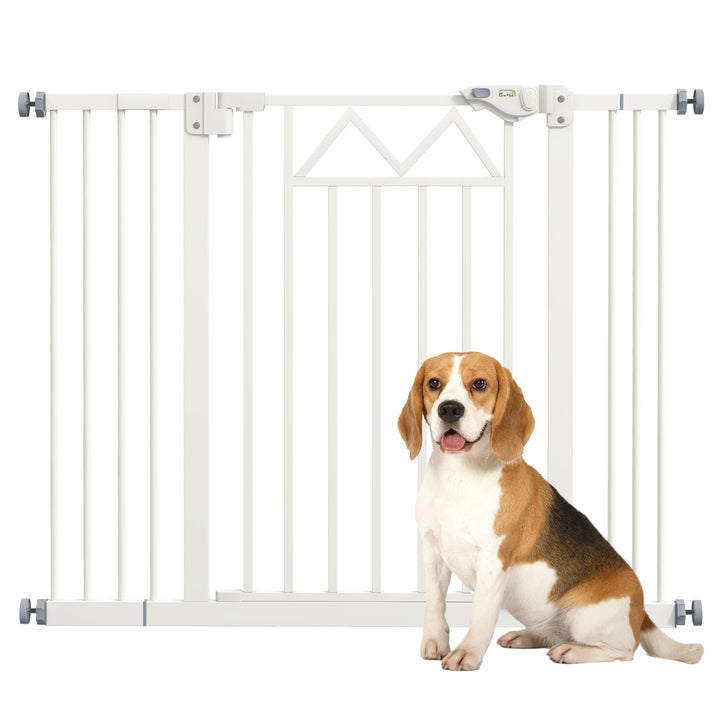 Barreira de Segurança Extensível Barreira para Animais de Estimação com Fecho Automático e Sistema de Duplo Bloqueio para Porta Corredor Escada 74-100x76 cm Branco