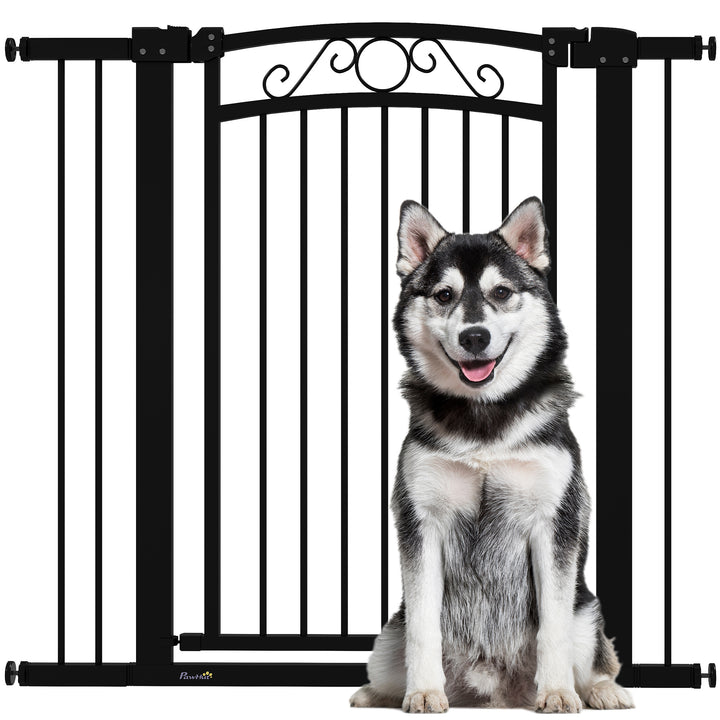 Barreira de Segurança para Cães Extensível 76-104 cm Barreira para Animais de Estimação Barreira para Cães com 2 Extensões Duplo Bloqueio para Escada Preto