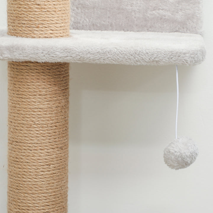Arranhador para Gatos de Parede de 5 Níveis Estreito com Bola de Brinquedo e Arranhadores de Sisal 48x21x180 cm Cinza Claro