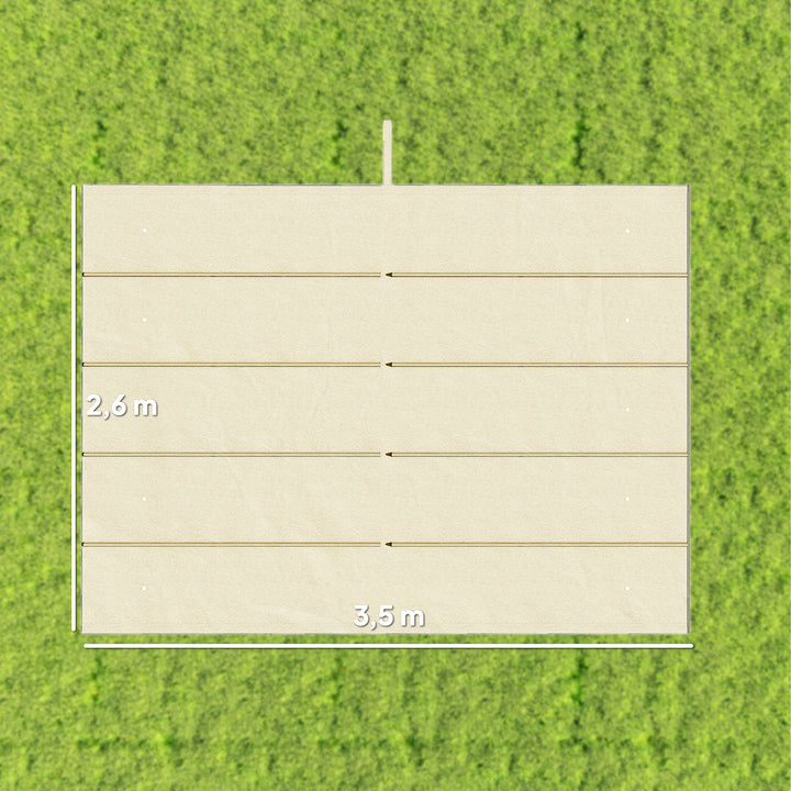 Cobertura para Pérgola 3,5x2,5 m Teto de Substituição Retrátil para Pérgola com 10 Orifícios de Drenagem Creme