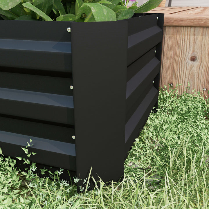 Conjunto de 2 Caixas de Plantio de Aço Caixa de Plantio Quadrada para Cultivos de Plantas Flores Pátio Exterior 100x50x30 cm Preto