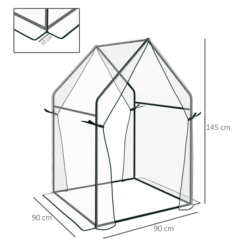 Estufa de Jardim Estufa de Varanda com 2 Portas com Fecho de Correr Anti UV para Cultivo de Plantas Flores Verduras 90x90x145 cm Transparente