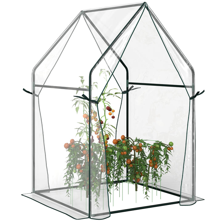 Estufa de Jardim Estufa de Varanda com 2 Portas com Fecho de Correr Anti UV para Cultivo de Plantas Flores Verduras 90x90x145 cm Transparente