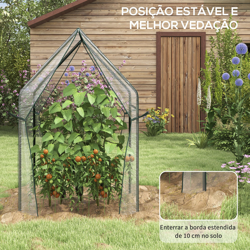 Estufa de Jardim Estufa de Varanda com 2 Portas com Fecho de Correr Anti UV para Cultivo de Plantas Flores Verduras 90x90x145 cm Transparente