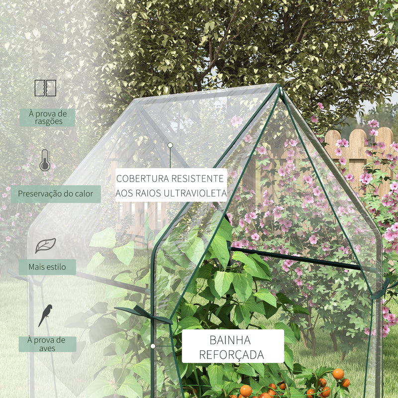 Estufa de Jardim Estufa de Varanda com 2 Portas com Fecho de Correr Anti UV para Cultivo de Plantas Flores Verduras 90x90x145 cm Transparente