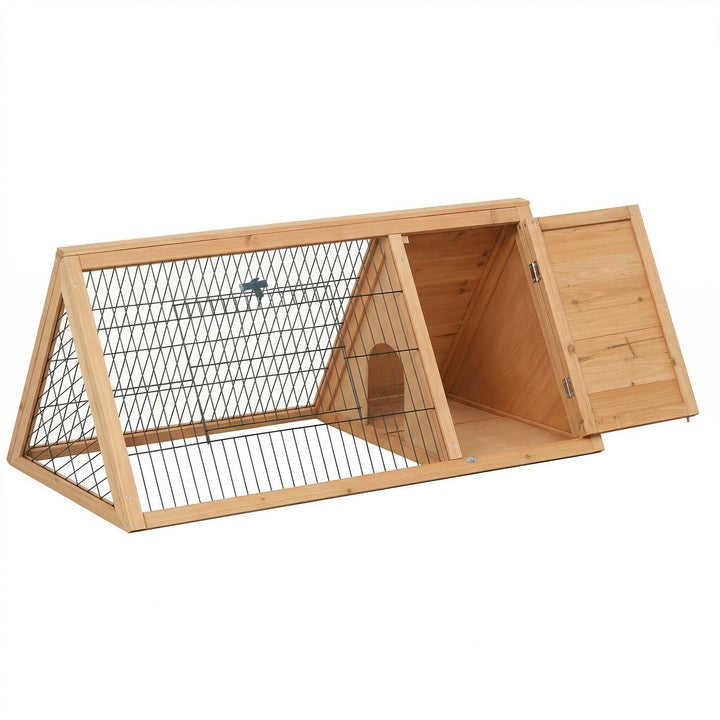 Coelheira de Madeira 116x62,2x52,5 cm Gaiola para Coelhos em Forma Triangular com Portas e Grade Metálica Madeira