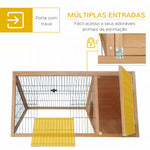 Coelheira de Madeira 116x62,2x52,5 cm Gaiola para Coelhos em Forma Triangular com Portas e Grade Metálica Madeira