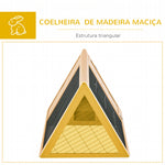 Coelheira de Madeira 116x62,2x52,5 cm Gaiola para Coelhos em Forma Triangular com Portas e Grade Metálica Madeira