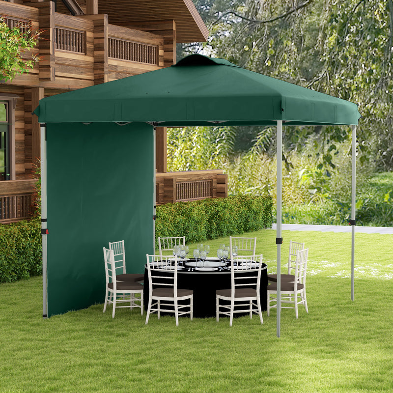 Tenda Dobrável 2,5x2,5 m Altura Ajustável Tenda de Jardim com 1 Parede Lateral Teto com Ventilação e Bolsa de Transporte para Acampamento Festas Verde