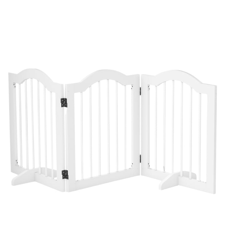 Barreira de Segurança Dobrável para Cães Pequenos Barreira de Proteção para Animais de Estimação com 3 Painéis e 2 Suportes para Portas Escadas Corredores 154,5x29,5x61 Branco