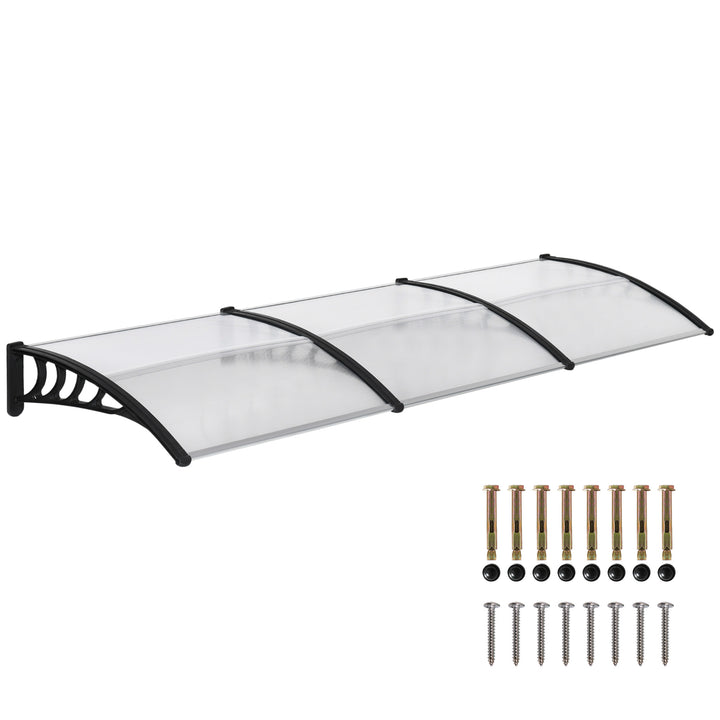 Marquise de Proteção 300x96cm Marquise Exterior para Portas e Janelas Contra o Sol e Chuva com Suporte Liga de Alumínio Policarbonato Transparente