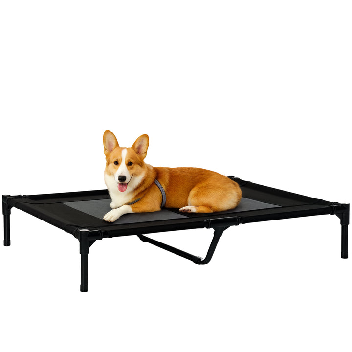 Cama Elevada para Cães Cama de Animais de Estimação com Malha Transpirável e Tecido Oxford para Exterior Interior Jardim Terraço 92x76x18 cm Preto