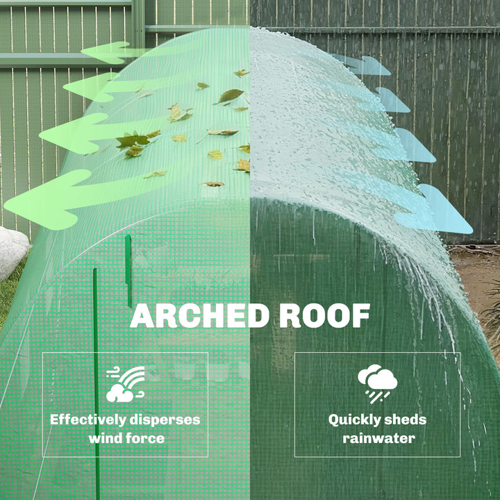 Estufa de Jardim 400x200x200cm Estufa de Túnel com Portas Enroláveis e 6 Janelas Cobertura de PE 140 g/m² Estrutura de Metal para Cultivo de Plantas Verduras Verde
