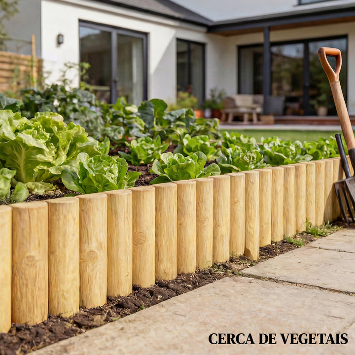 Cerca de Jardim em Madeira 176x38 cm Cerca Decorativa Resistente e Fácil de Instalar para Horta Pátio Terraço Relva Madeira