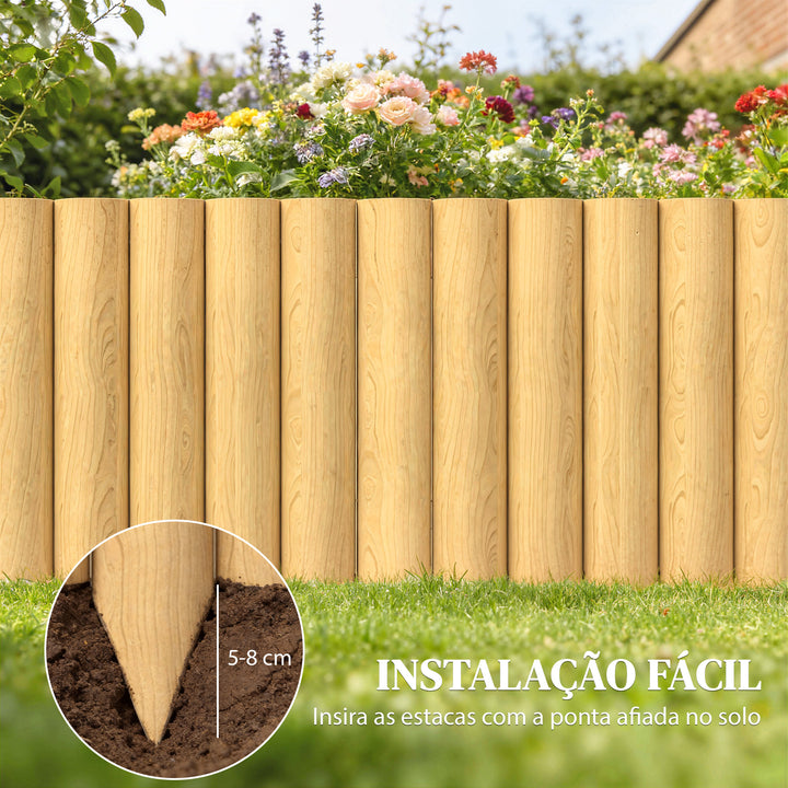 Cerca de Jardim em Madeira 176x38 cm Cerca Decorativa Resistente e Fácil de Instalar para Horta Pátio Terraço Relva Madeira