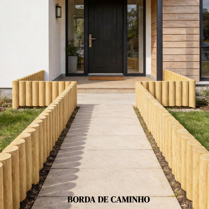 Cerca de Jardim em Madeira 176x38 cm Cerca Decorativa Resistente e Fácil de Instalar para Horta Pátio Terraço Relva Madeira