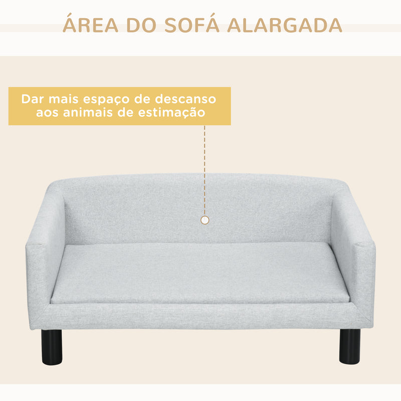 Sofá para Cães Médios Cama Elevada para Cães com Pernas de Madeira Cama para Animais de Estimação Capacidade 20 kg 82x54x36 cm Cinzento