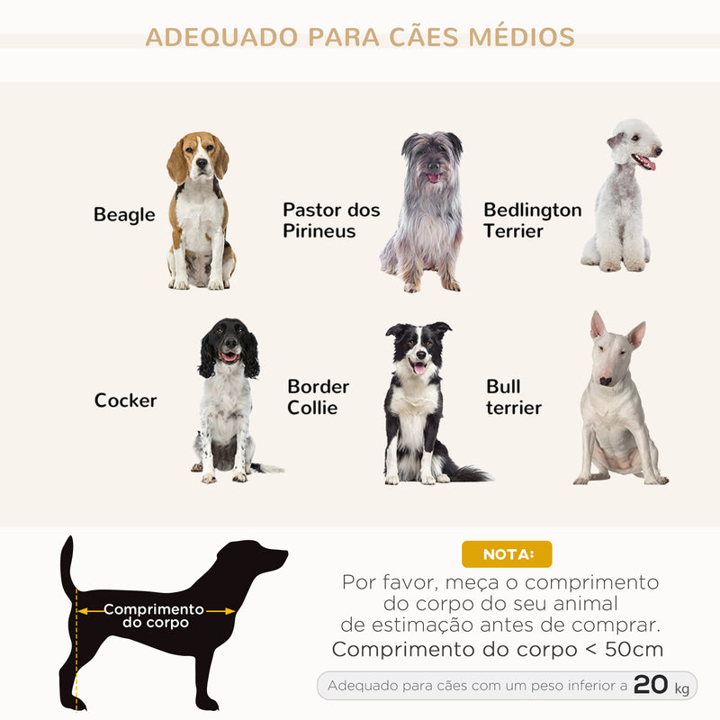 Sofá para Cães Médios Cama Elevada para Cães com Pernas de Madeira Cama para Animais de Estimação Capacidade 20 kg 82x54x36 cm Cinzento