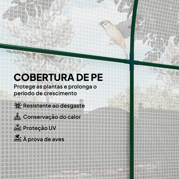 Estufa de Jardim 180x180x200 cm Estufa Tipo Túnel Pequena com Porta Enrolável e Janela de Malha para Cultivar Plantas Flores Branco
