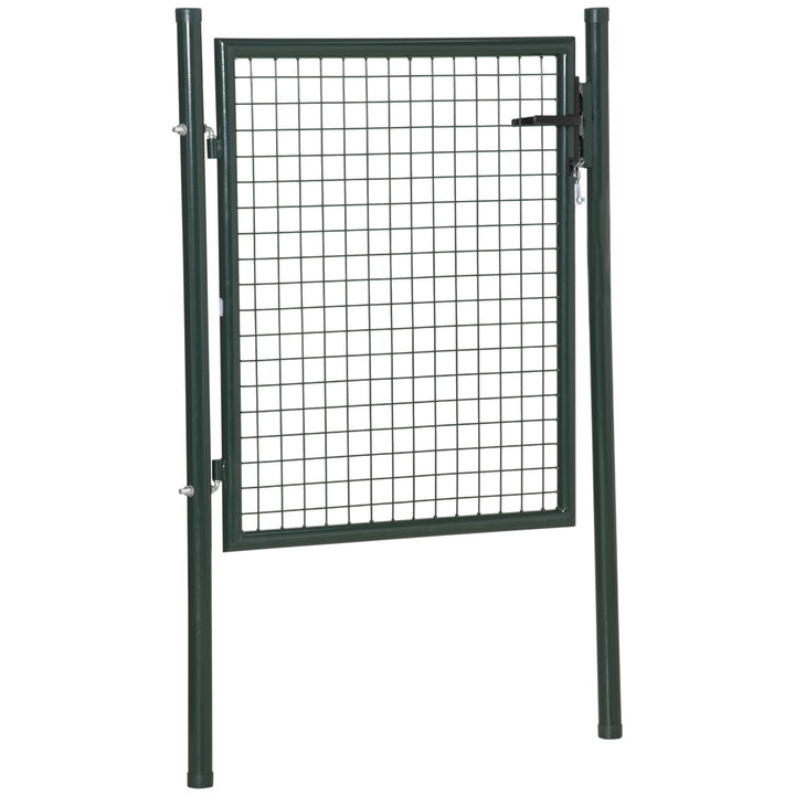 Porta para Vedação de Jardim de Aço com Maçaneta de Fechadura e 3 Chaves Porta de Vedação para Exterior Pátio Terraço 97x150cm Verde