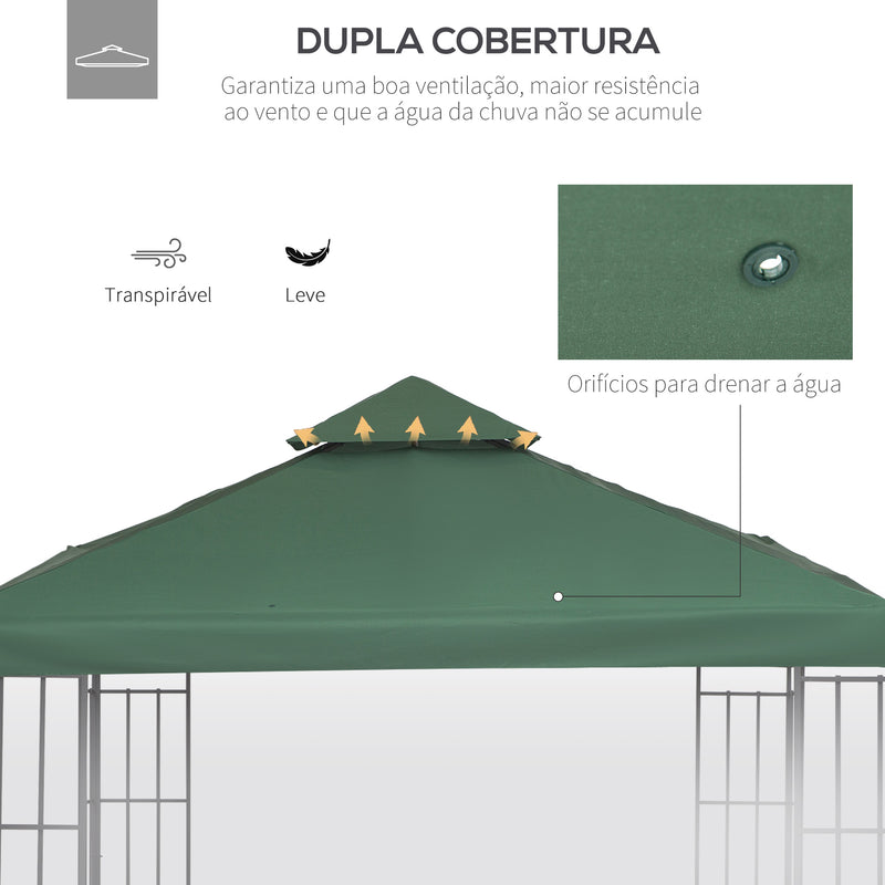 Toldo de Substituição 3x3m para Pérgolas Toldo de Substituição de Pérgolas de Jardim Verde