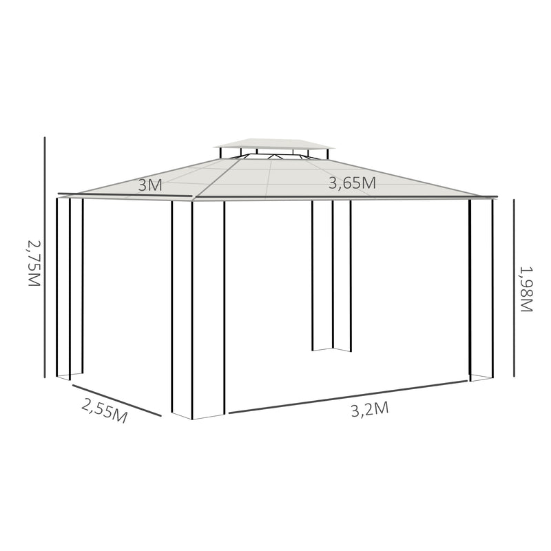 Pérgola de Jardim 3,6x3m Pérgola de Exterior com Cobertura de Policarbonato e Estrutura de Aço Alumínio Proteção Solar para Festas Eventos Marrom